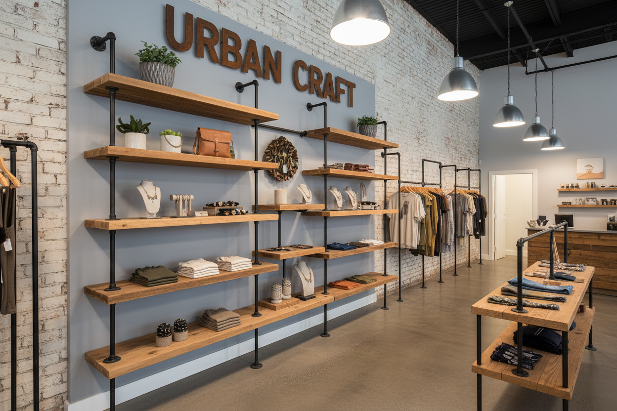 Retail display setup with shelving system