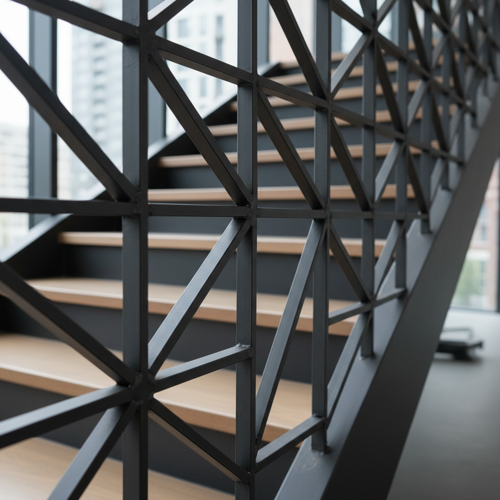 Close-up of geometric welding detail and pattern