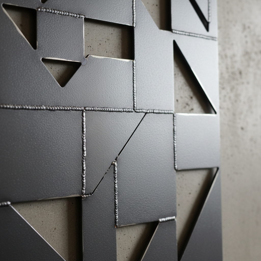 Close-up of welded joints and geometric pattern detail