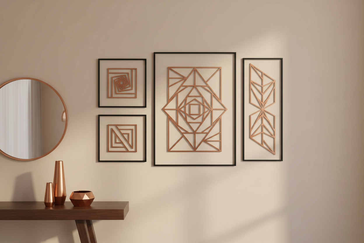 Matte copper finish in gallery wall setup